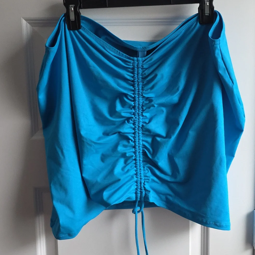 SKIMS Blue Ruched Adjustable Swim Skirt 4X